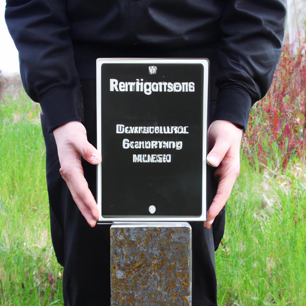 Person holding cemetery burial regulations